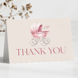 Roze  Baby Carriage Baby shower Bedankkaart