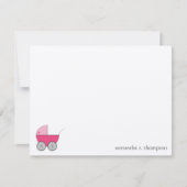 Roze Baby Carriage Baby shower Bedankt Opmerking K Notitiekaartje (Voorkant)