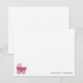 Roze Baby Carriage Baby shower Bedankt Opmerking K Notitiekaartje (Voorkant / Achterkant)
