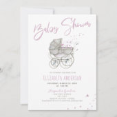 Roze Baby Carriage Baby shower Kaart (Voorkant)