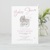 Roze Baby Carriage Baby shower Kaart (Staand voorkant)