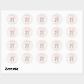 Roze  Baby Carriage Baby shower Ronde Sticker (Vel)