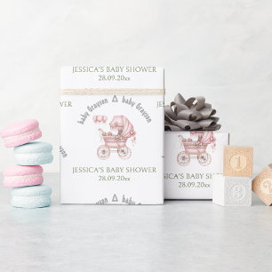 Roze Baby Carriage gepersonaliseerd Baby shower Cadeaupapier