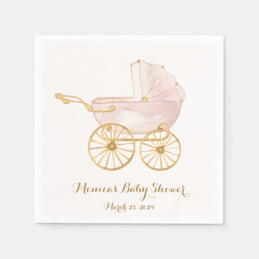 Roze Baby Carriage Grandmillennial servet (Voorkant)