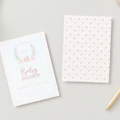 Roze Baby Carriage Monogram Baby shower Kaart