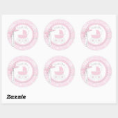 Roze Baby Carriage & Winter Sneeuwvlok Dank u Ronde Sticker (Vel)