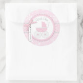 Roze Baby Carriage & Winter Sneeuwvlok Dank u Ronde Sticker (Tas)