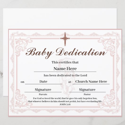 Roze Baby-certificaat (Voorkant / Achterkant)