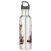 Roze Baby Cheetah Kindernaam Waterfles (Achterkant)