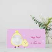 Roze Baby Chick Paasfotokaarten Feestdagenkaart (Staand voorkant)