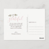 Roze Baby Clothesline Baby shower Dank u Briefkaart (Achterkant)