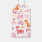 Roze Baby Dinasaur Kids Verjaardagsfeestje Dank u Cadeaulabel (Achterkant)