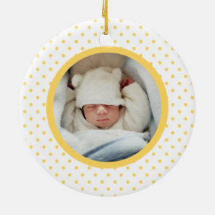 Roze Baby Dino   Eerste kerstmangelpokadot Keramisch Ornament