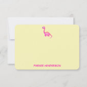Roze Baby Dinosaur Persoonlijke schrijfbenodigdhed Bedankkaart (Voorkant)