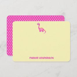 Roze Baby Dinosaur Persoonlijke schrijfbenodigdhed Bedankkaart