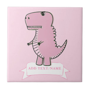 Roze Baby Dinosaurus Tekening Aangepast Tegeltje