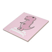 Roze Baby Dinosaurus Tekening Aangepast Tegeltje (Zijkant)