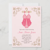 Roze Baby Doll Lingerie Shower Party-uitnodigingen Kaart (Voorkant)
