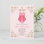 Roze Baby Doll Lingerie Shower Party-uitnodigingen Kaart (Staand voorkant)