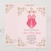 Roze Baby Doll Lingerie Shower Party-uitnodigingen Kaart (Voorkant / Achterkant)