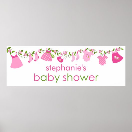 Roze Baby dop Baby shower banner Poster (Voorkant)