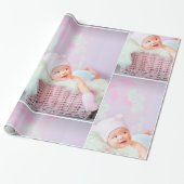 roze baby-doucheverpakkingspapier cadeaupapier (Uitgerold)