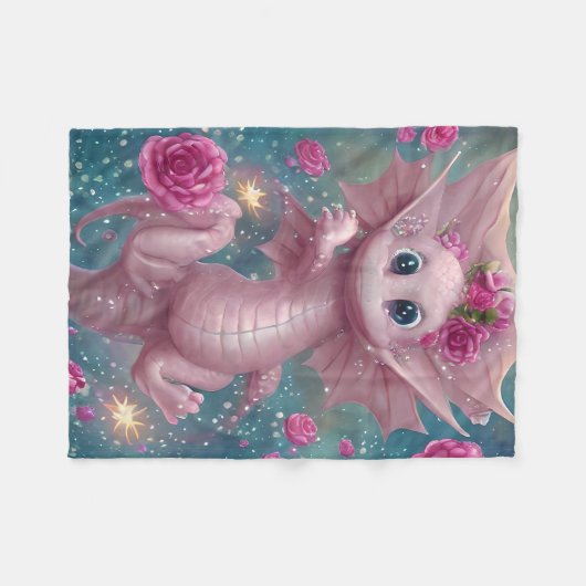 Roze Baby Dragon Fleece Deken (Voorkant (Horizontaal))