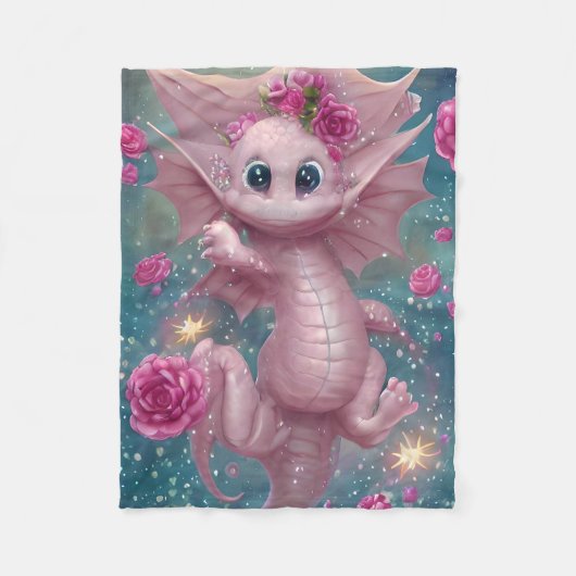 Roze Baby Dragon Fleece Deken (Voorkant)