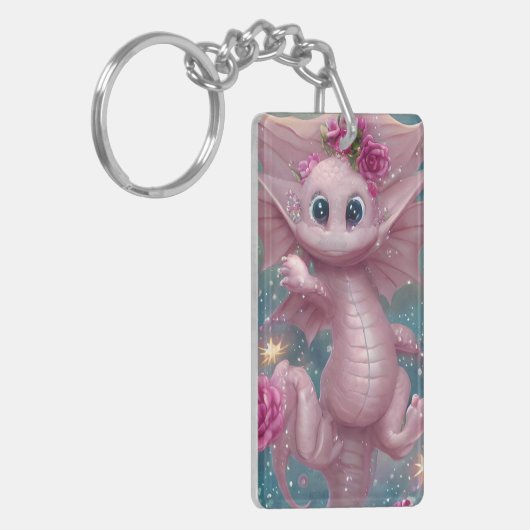 Roze Baby Dragon Sleutelhanger (Voorkant Links)