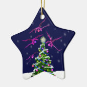 Roze Baby Dragons omcirkelen een kerstboom Keramisch Ornament (Links)