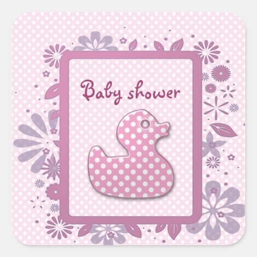 roze baby ducky vierkante sticker (Voorkant)