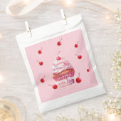 Roze Baby Eerste Kers & Cupcake Verjaardagsfeestje Bedankzakje (Geknipt)