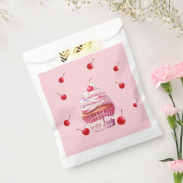 Roze Baby Eerste Kers & Cupcake Verjaardagsfeestje Bedankzakje