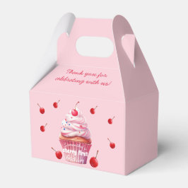 Roze Baby Eerste Kersen & Cupcake Verjaardagsfeest Bedankdoosjes