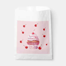 Roze Baby Eerste Kersen- en Cupcake Verjaardagsfee Bedankzakje