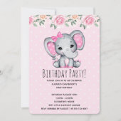 Roze Baby Elephant and Rozen Border Baby shower Kaart (Voorkant)