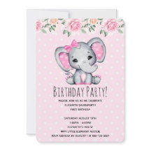Roze Baby Elephant and Rozen Border Baby shower