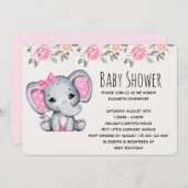 Roze Baby Elephant and Rozen Border Baby shower Kaart (Voorkant / Achterkant)