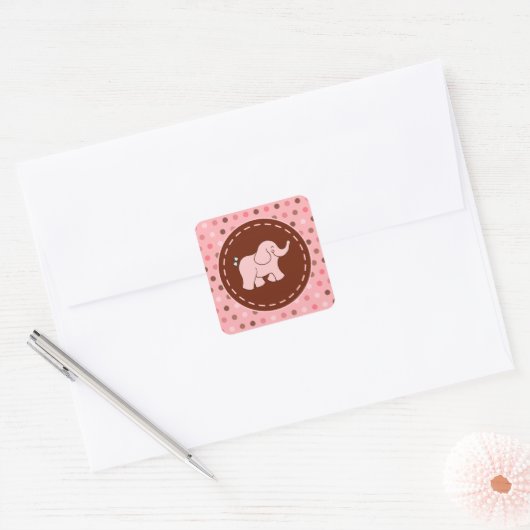 Roze Baby Elephant Stickers (Envelop)