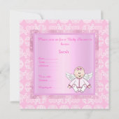 Roze baby-engelbaby shower kaart (Achterkant)