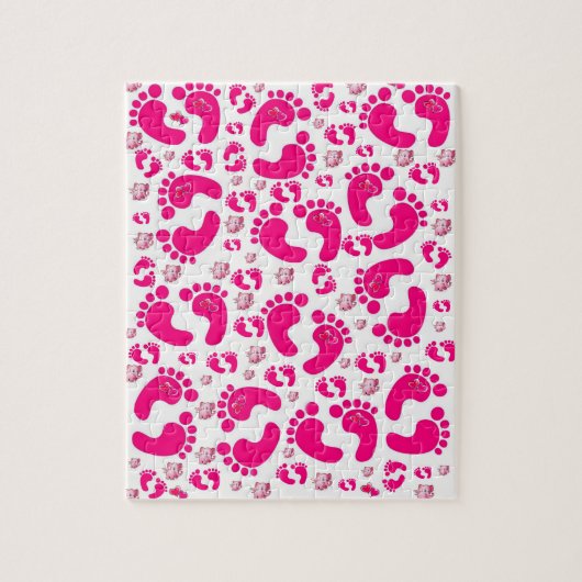 Roze Baby Feet Elephants Jigzaag Puzzle Daisy Legpuzzel (Verticaal)