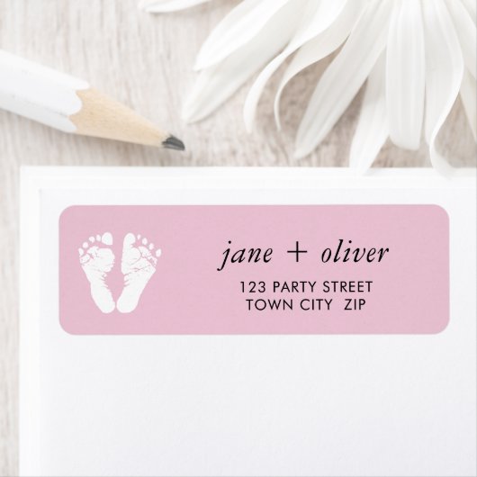 ROZE BABY FEET schattige voet prints Etiket (Insitu)