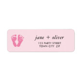 ROZE BABY FEET schattige voet prints Etiket (Voorkant)