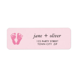 ROZE BABY FEET schattige voet prints Etiket