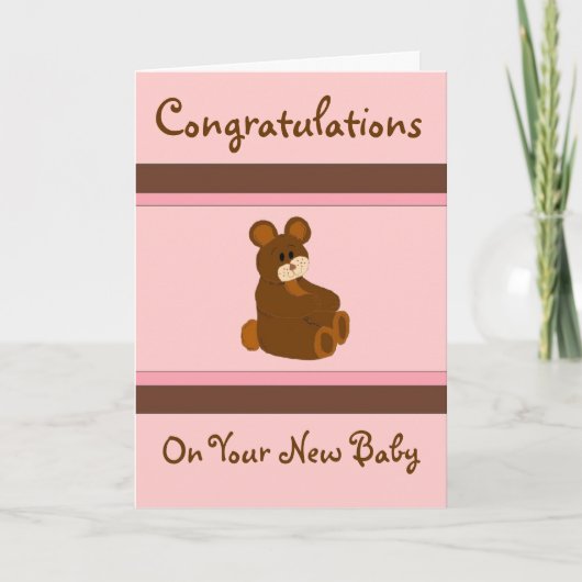 Roze baby felicitaties kaart (Voorkant)