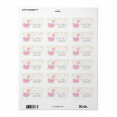Roze Baby Flamingo, Bloem Faux Gold Foil Confetti Etiket (Full Sheet)