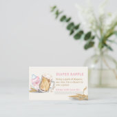 Roze Baby Fles Bier Luier Raffle Enclosure Kaart (Staand voorkant)