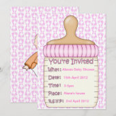 Roze Baby flesdouche Kaart (Voorkant / Achterkant)