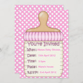 Roze Baby flesdouche Kaart (Voorkant / Achterkant)