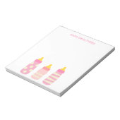 Roze Baby flessen Gepersonaliseerd Notitieblok (Linkerzijde)